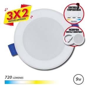 DOWNLIGHT CIRCULAR 9W | 720LM 3 TEMPERATURAS + SOBREPARED ELBAT (3 X 2)