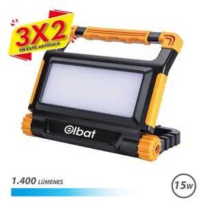 FOCO LED RECARGABLE 15W 1400LM LUZ FRIA ELBAT (3 X 2)