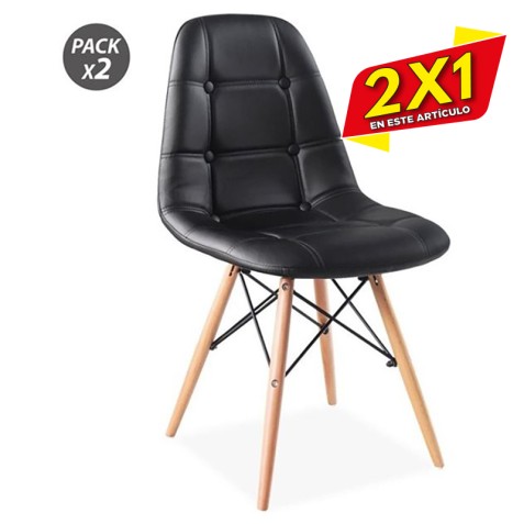 PACK 2 SILLAS DESIGN D300 NEGRAS...