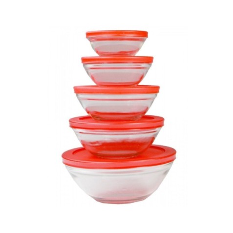 PACK 5 BOLES DE CRISTAL CON TAPA ROJO...