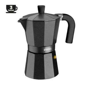 CAFETERA ALUMINIO 3 TAZAS VITRO NOIR...