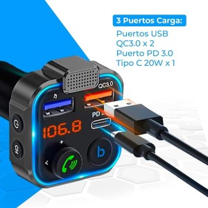 TRANSMISOR FM MANOS LIBRES BLUETOOTH...