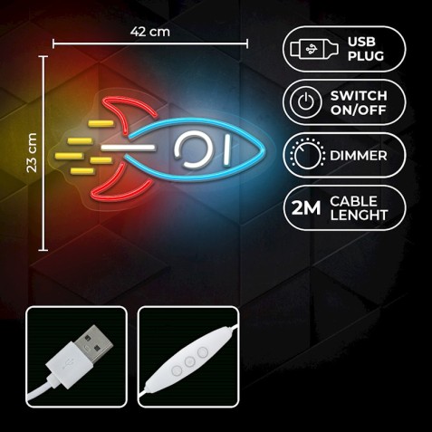 LAMPARA DECORATIVA NEON LED ROCKET...