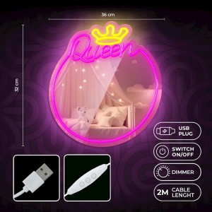 ESPEJO DECORATIVO CON NEON LED QUEEN...