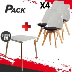 MESA DESIGN D900 80X80CM BLANCA + 4...