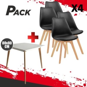 MESA DESIGN D900 80X80CM BLANCA + 4...