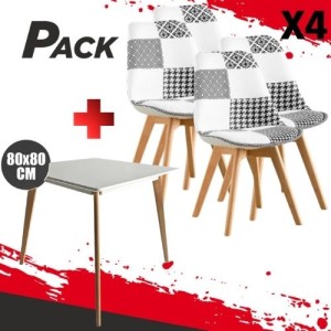 MESA DESIGN D900 80X80CM BLANCA + 4...