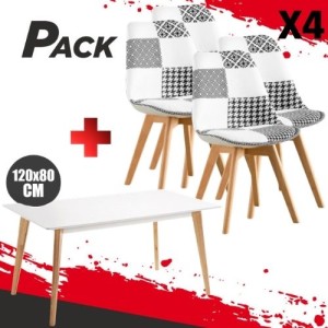MESA DESIGN D900 120X80CM BLANCA + 4...