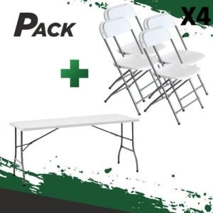 MESA DE RESINA PLEGABLE 152X70X74CM +...