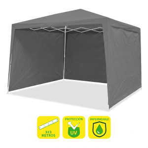 CARPA ACERO RAFIA 3X3 METROS GRIS + 3...