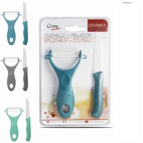 SET PELADOR + CUCHILLO CERAMICO 16CM...