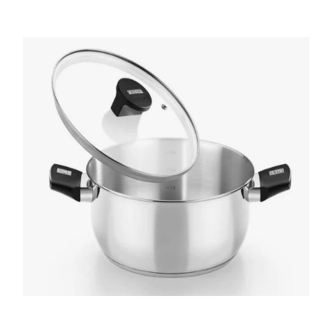 CACEROLA ACERO INOX CON TAPA VIDRIO...