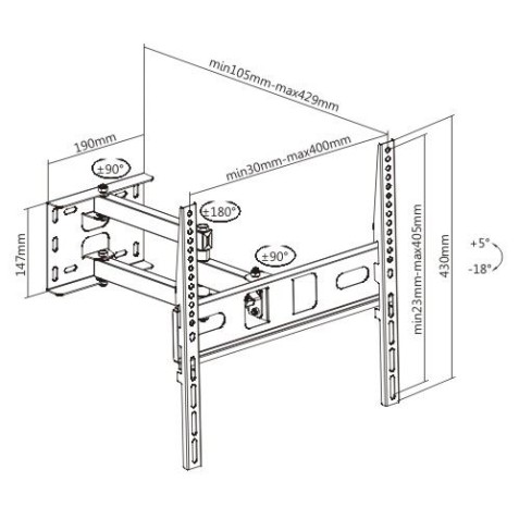 SOPORTE CON BRAZO TV LED, LCD 32"-65"...